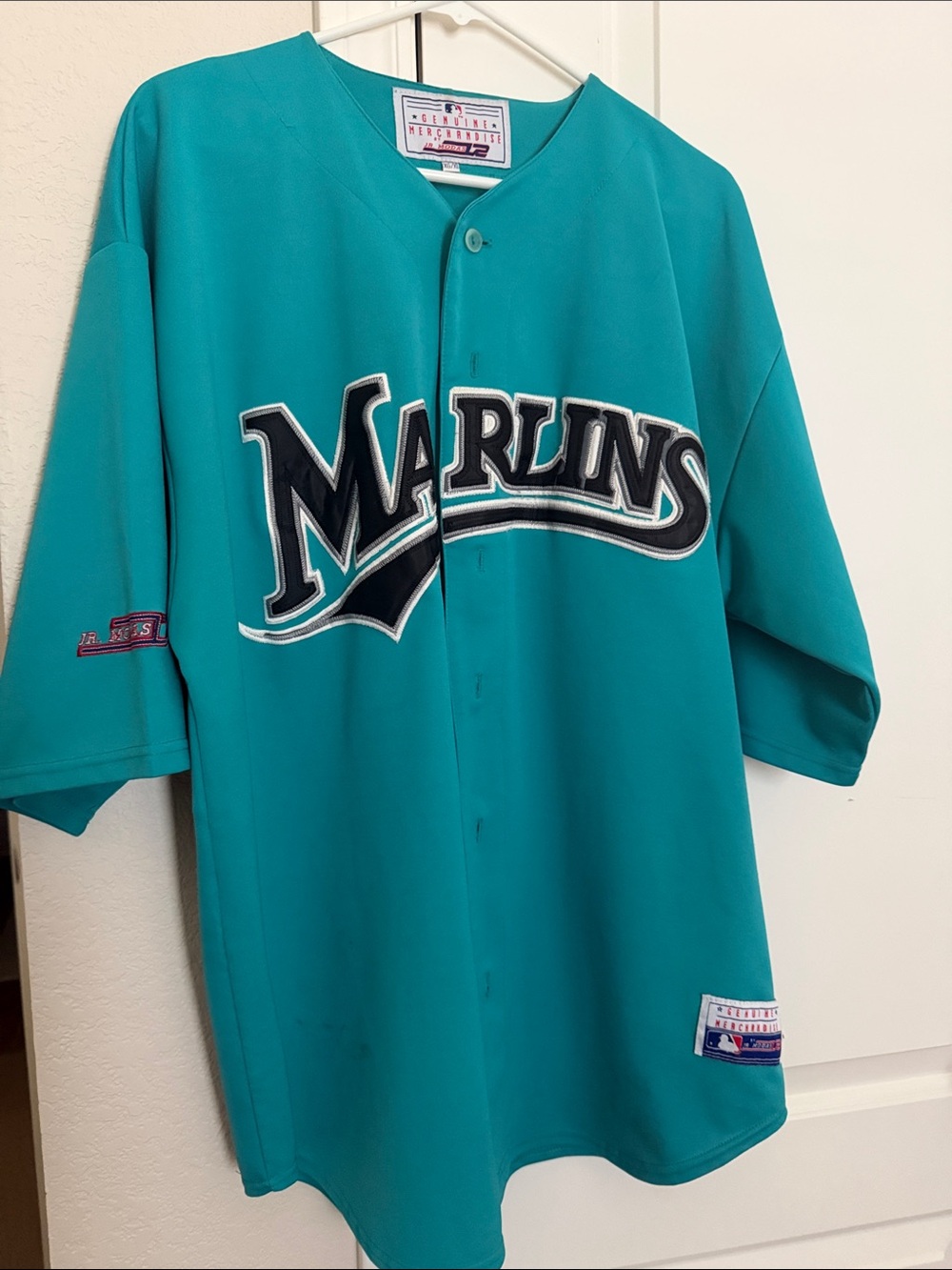 Majestic Teal Miami Marlins Button-Up Jersey